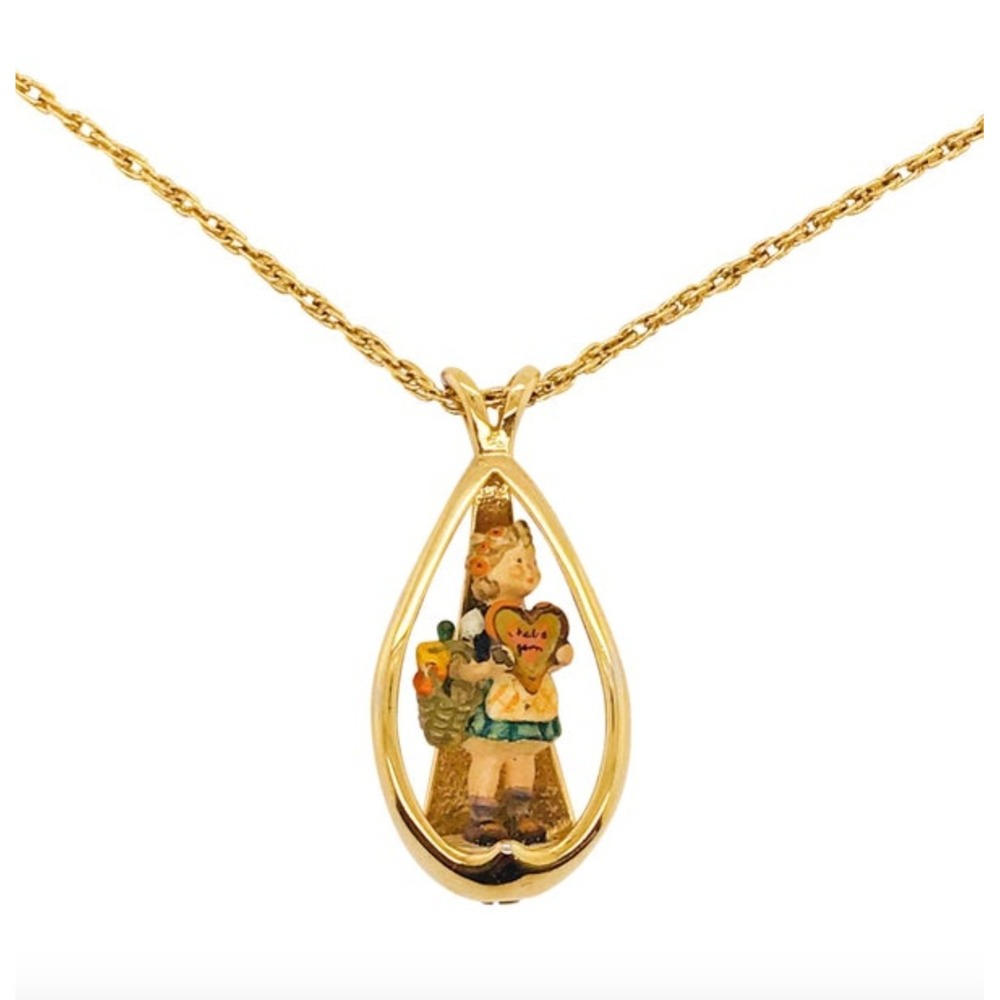 Hummel Goebel "GIRL WITH Heart" Valentine Collectors Club Necklace 24", W/ Boxes
